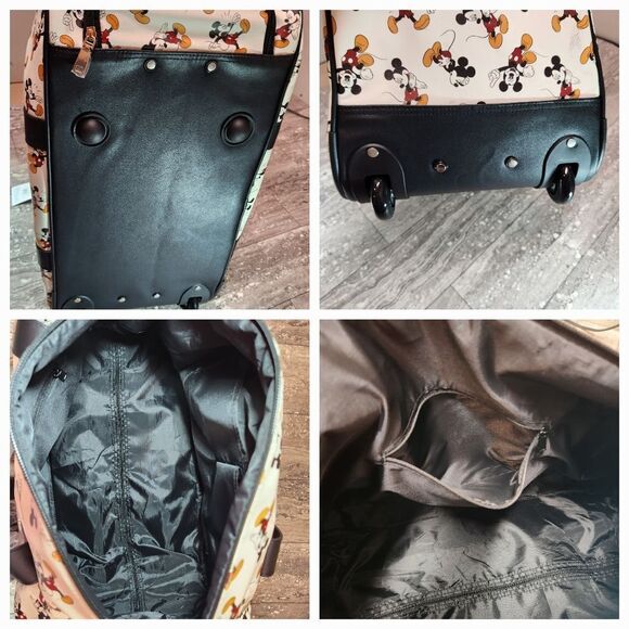 🇬🇪🔥NWT Disney Bioworld Ivory Mickey Mouse Roller Duffel Travel Bag - Picture 4 of 15